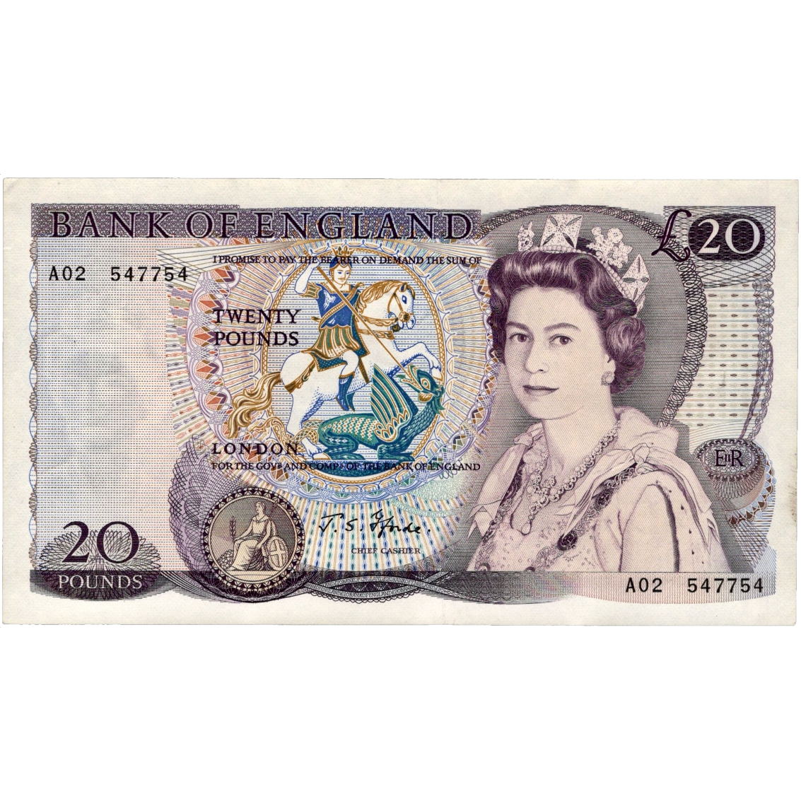 ENGLAND P.380a B318 Fforde £20 AUNC A02