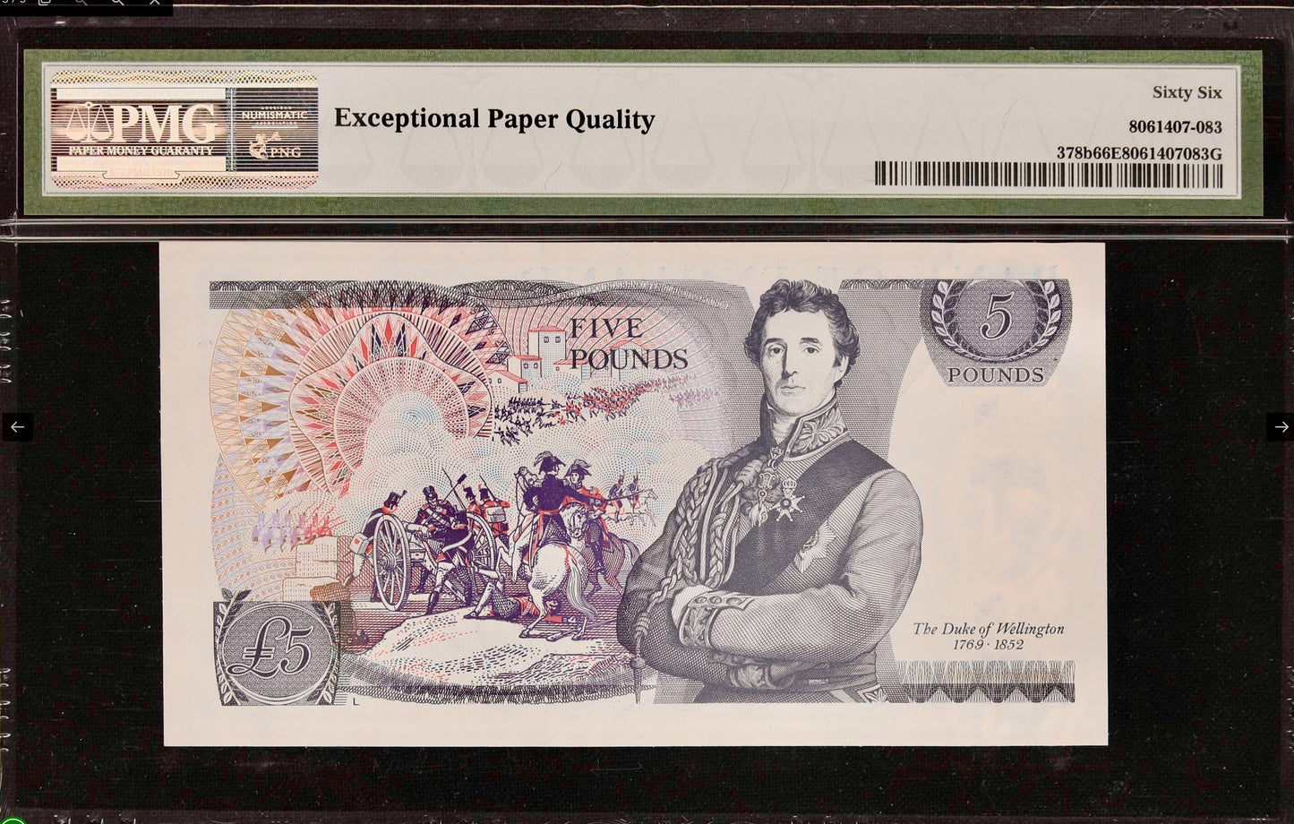 ENGLAND P.378b B336 1973-1980 Page £5 GEM UNC 66 EPQ