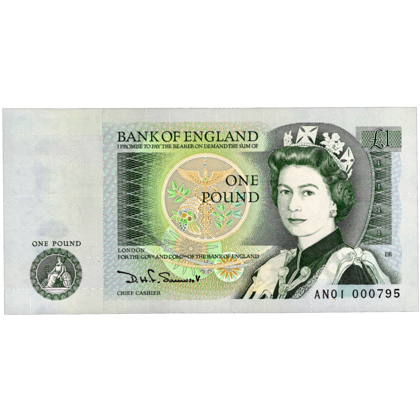 ENGLAND P.377b B341 1981-1984 Somerset First Run Low serial no £1 UNC AN01