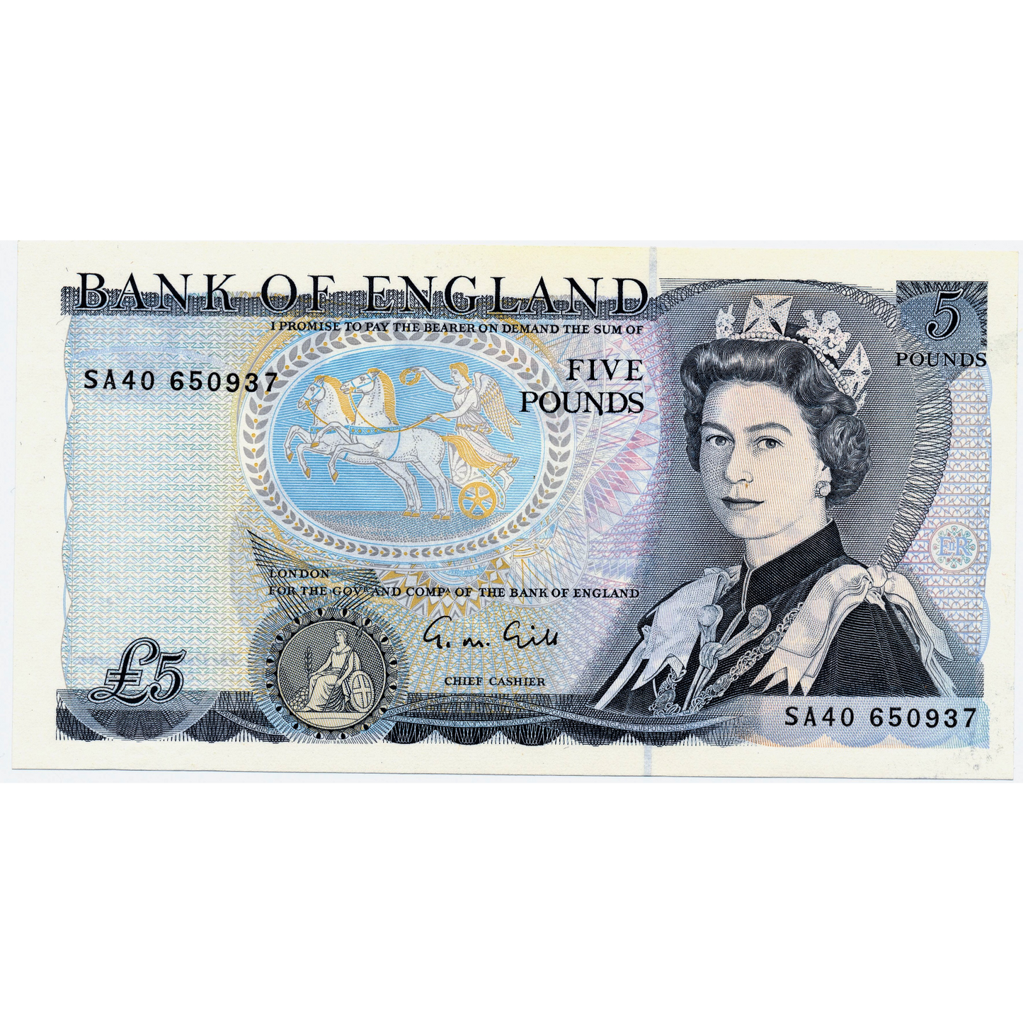 ENGLAND P.378f B353 1988-1991 Gill £5 UNC SA40