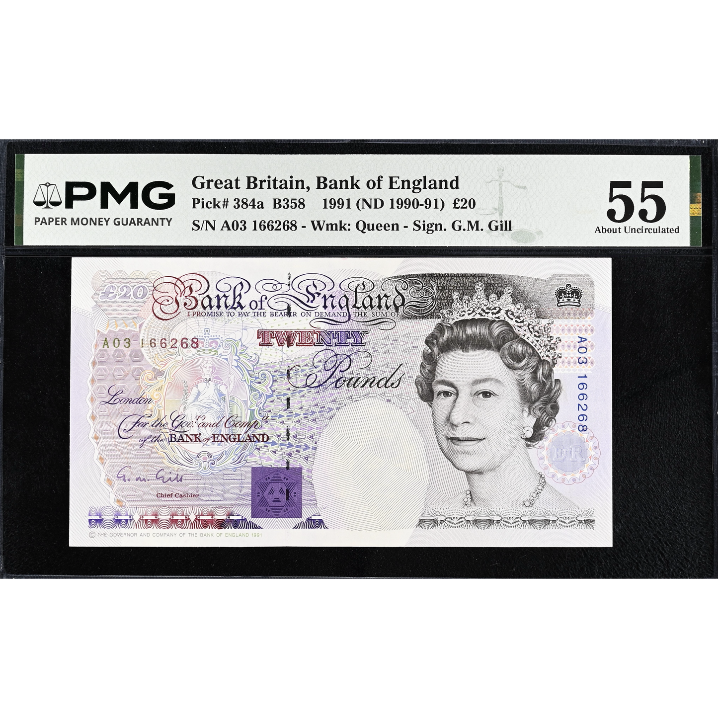 ENGLAND P.384a B358 1990-1991 Gill First series £20 A03 AUNC 55