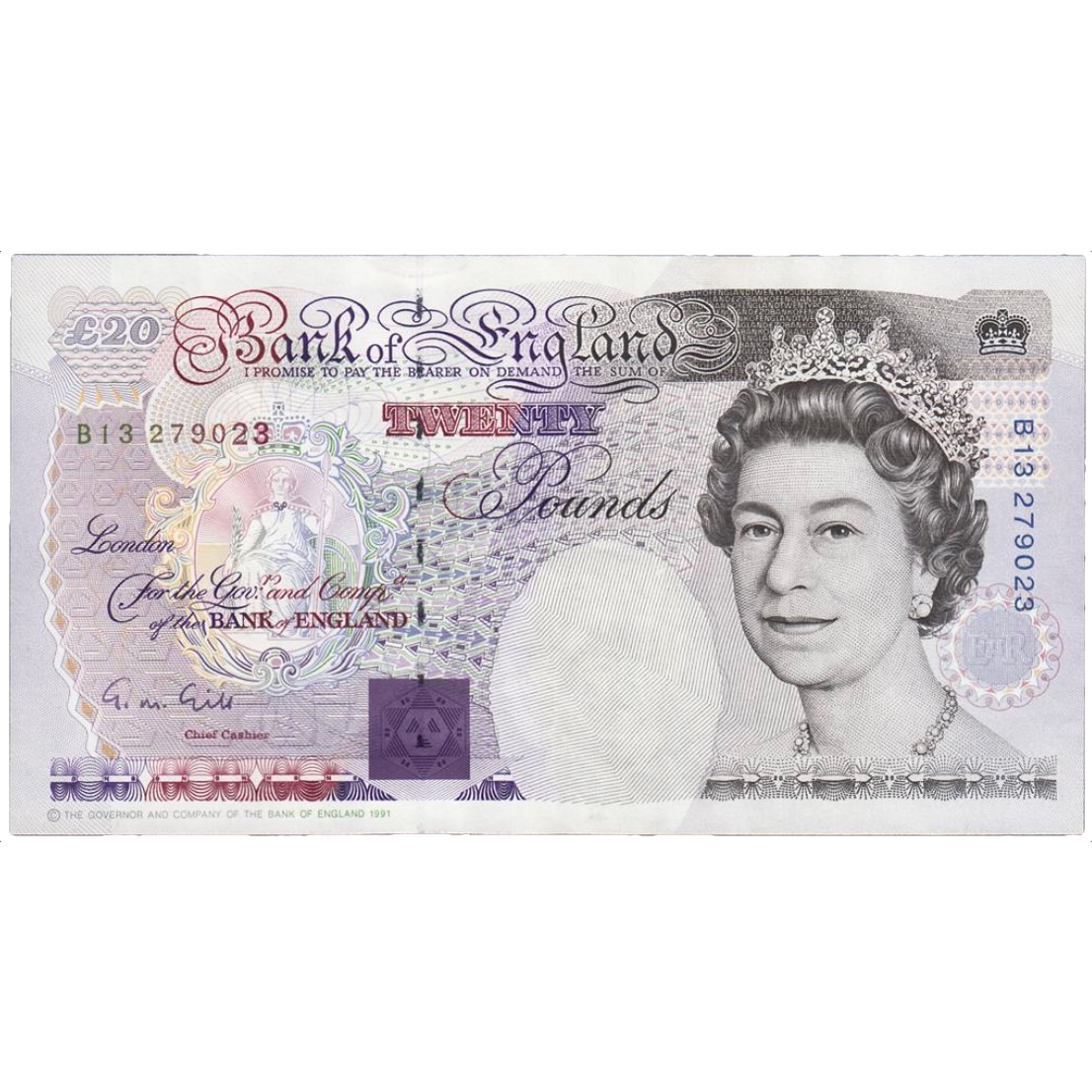 ENGLAND P.384a B358 Gill 1991 £20 UNC