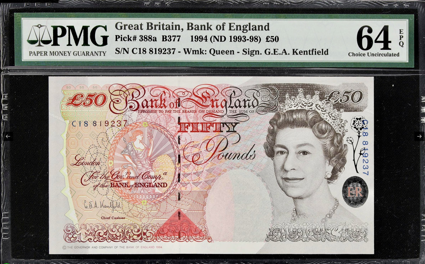 ENGLAND P.388a B377 1993-1998 £50 Choice UNC 64 EPQ