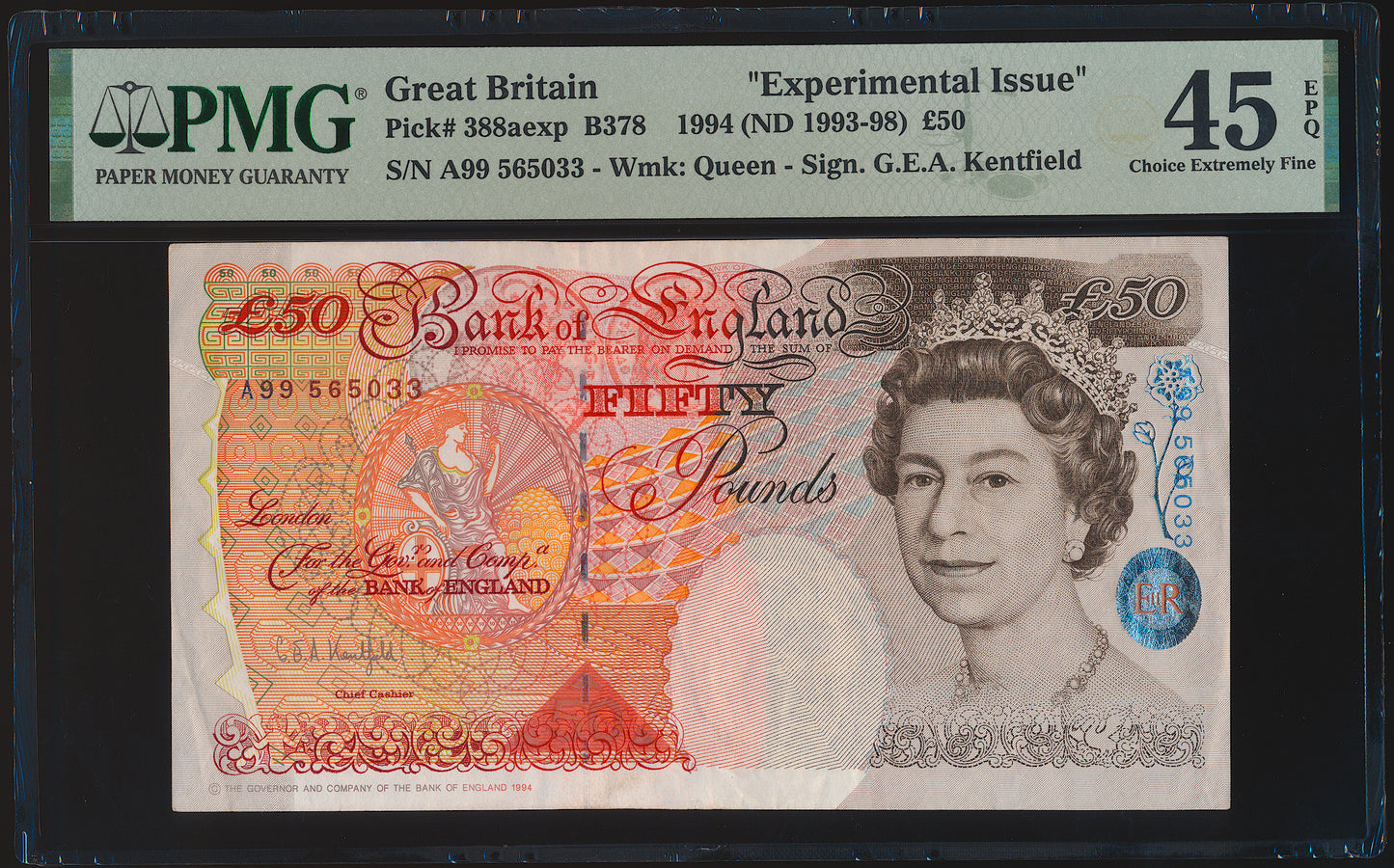 ENGLAND P.388a B378 1993-1998 Kentfield Experimental £50 A99 CHOICE EF 45 EPQ