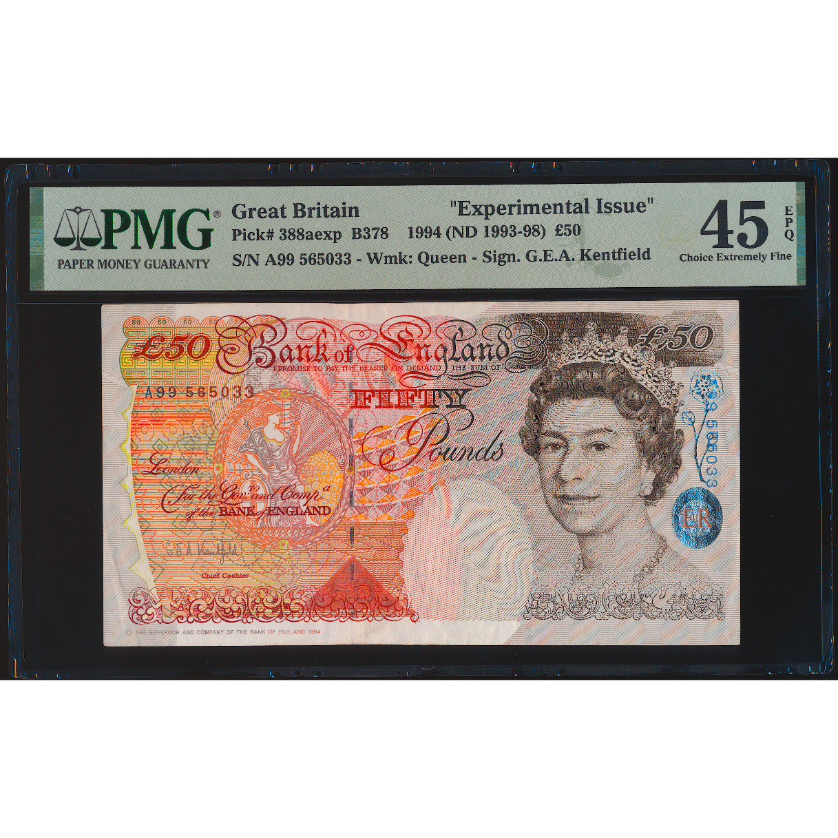 ENGLAND P.388a B378 1993-1998 Kentfield Experimental £50 A99 CHOICE EF 45 EPQ