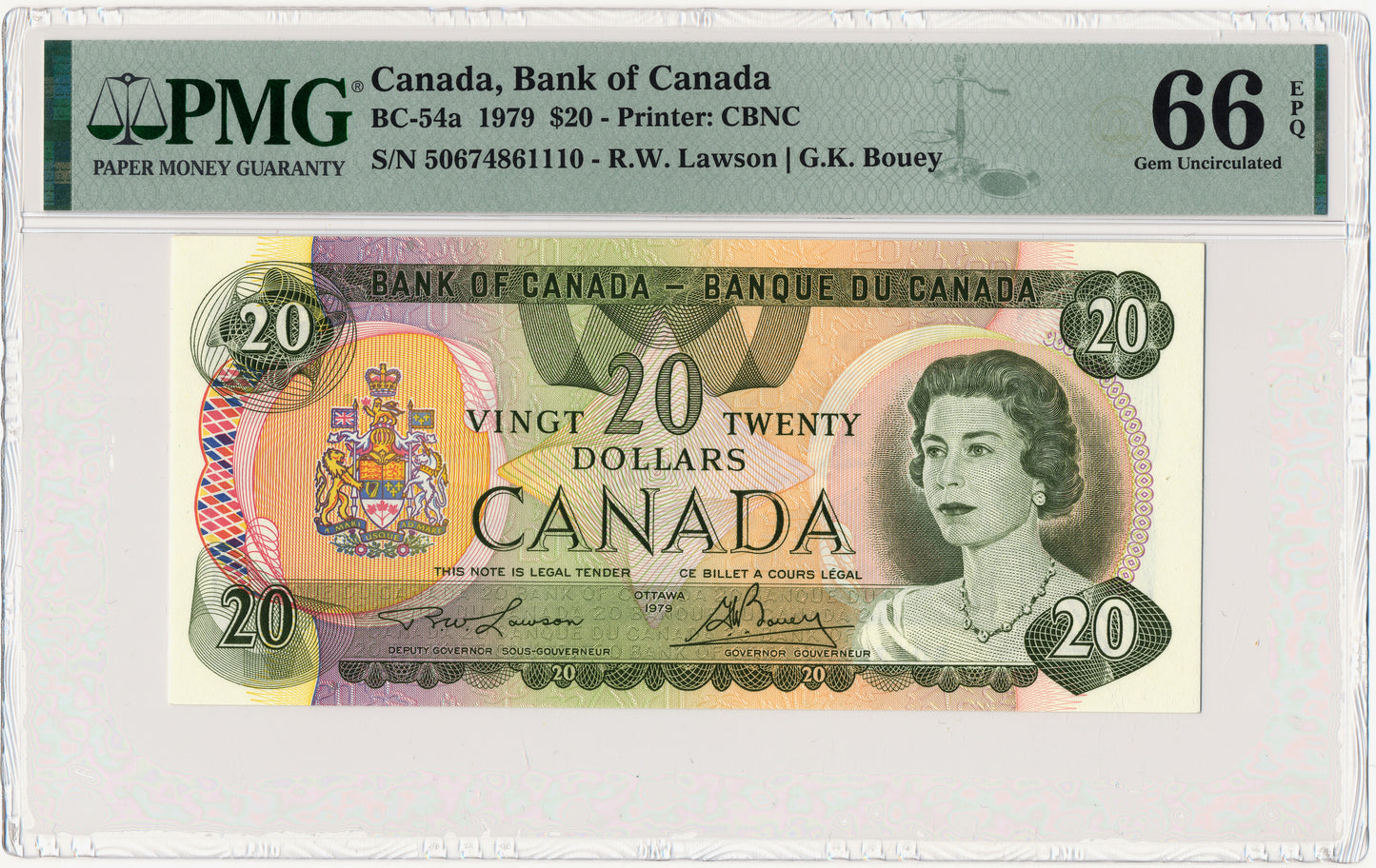 CANADA P.93a $20 1979 Lawson, Bouey Gem UNC 66 EPQ