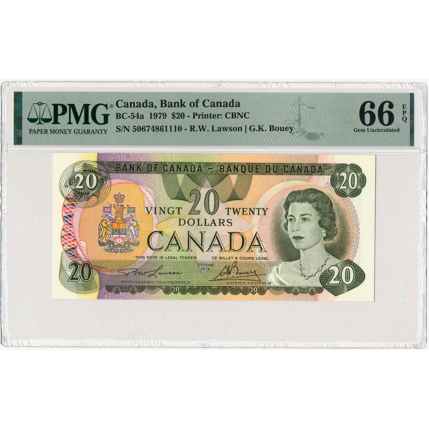 CANADA P.93a $20 1979 Lawson, Bouey Gem UNC 66 EPQ