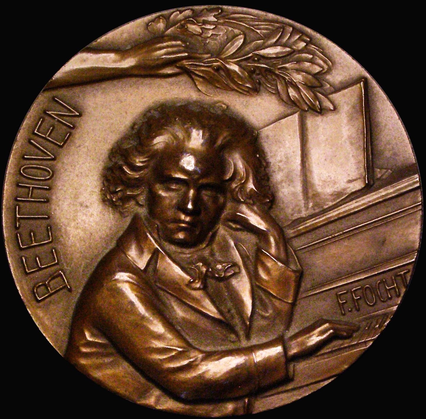 1930 (c.) FRANCE Ludwig von Beethoven 50mm bronze 'Hymn a la Nature' medal by F Focht
