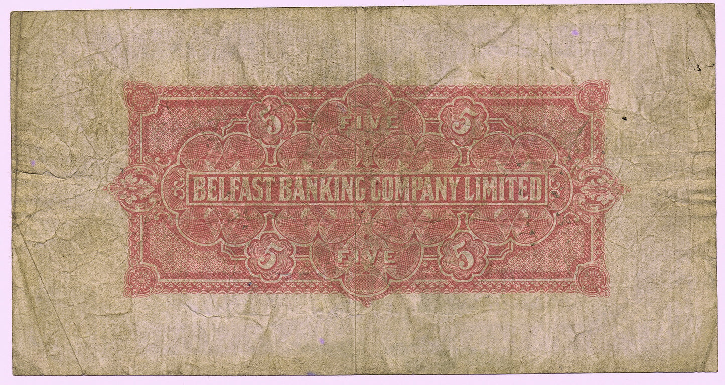 NI302b P.127b 1940 Belfast Banking Company Limited £5 F