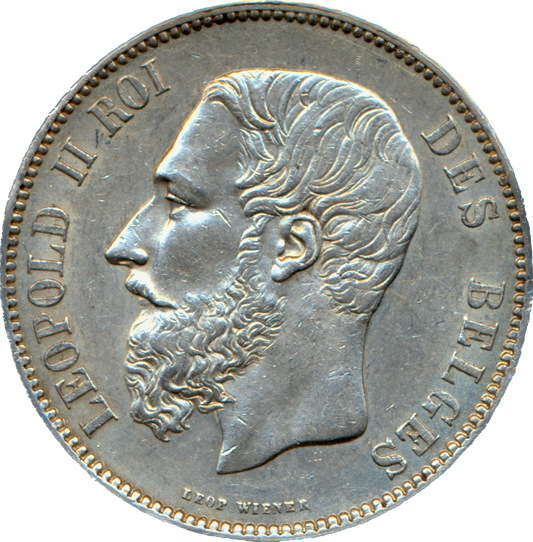Belgium KM24 1873 Silver 5 franc