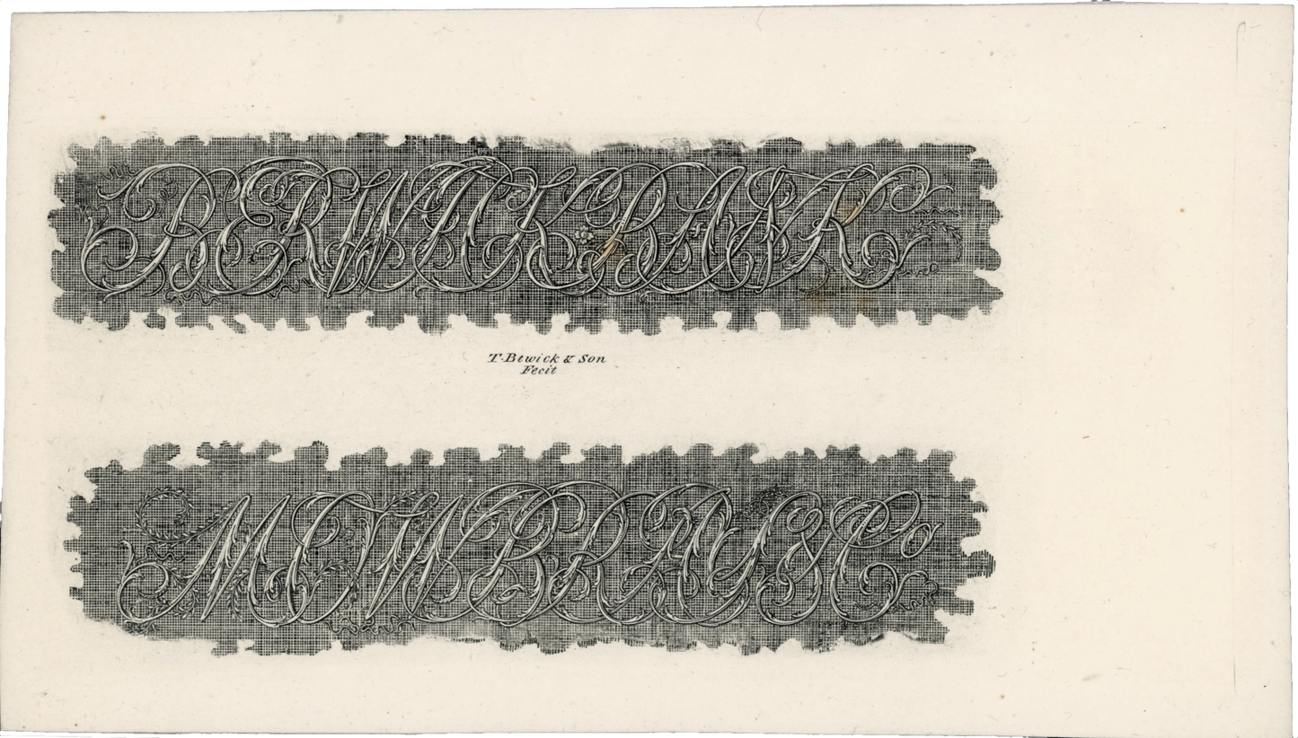Berwick Bank1840 £5 banknote plate proofs Outing 126b