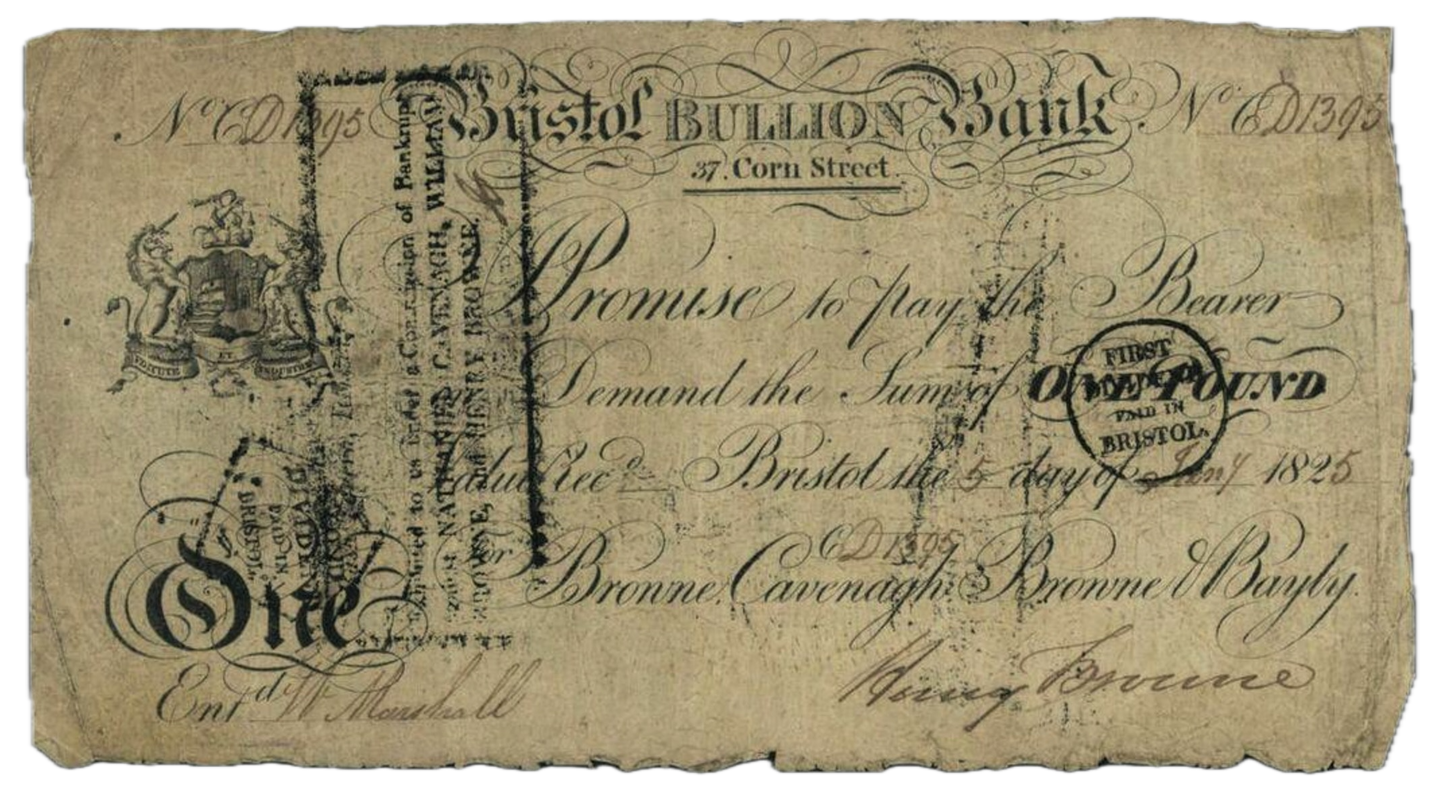 Bristol Bullion Bank 1825 £1 banknote F Outing 328a