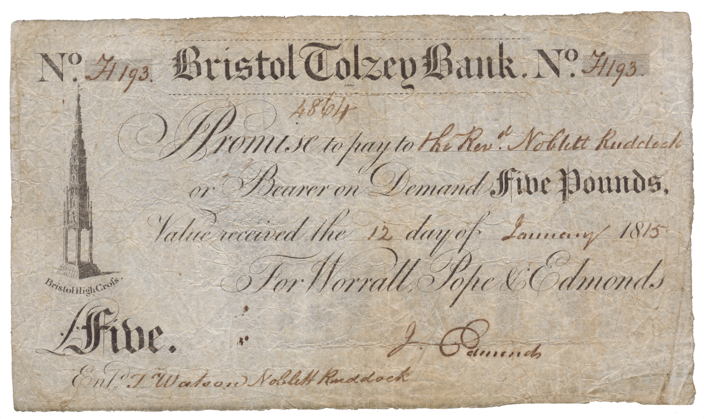 Bristol Tolzey Bank 1815 £5 banknote Outing 325c