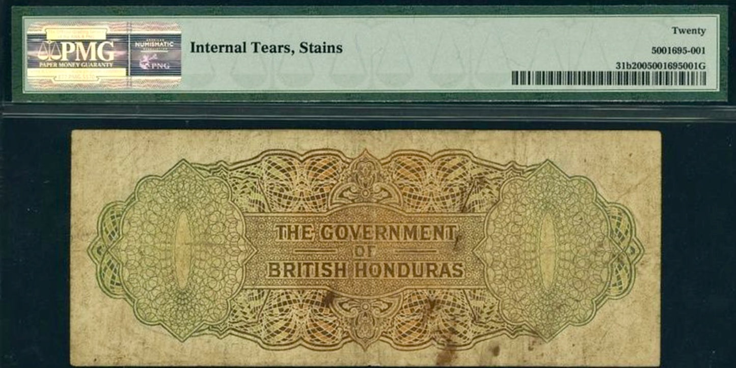 BRITISH HONDURAS P.31b 1964-1969 10 Dollars VF 20
