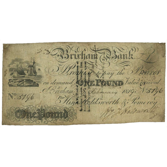 Brixham Bank 1814 £1 banknote Outing 339a