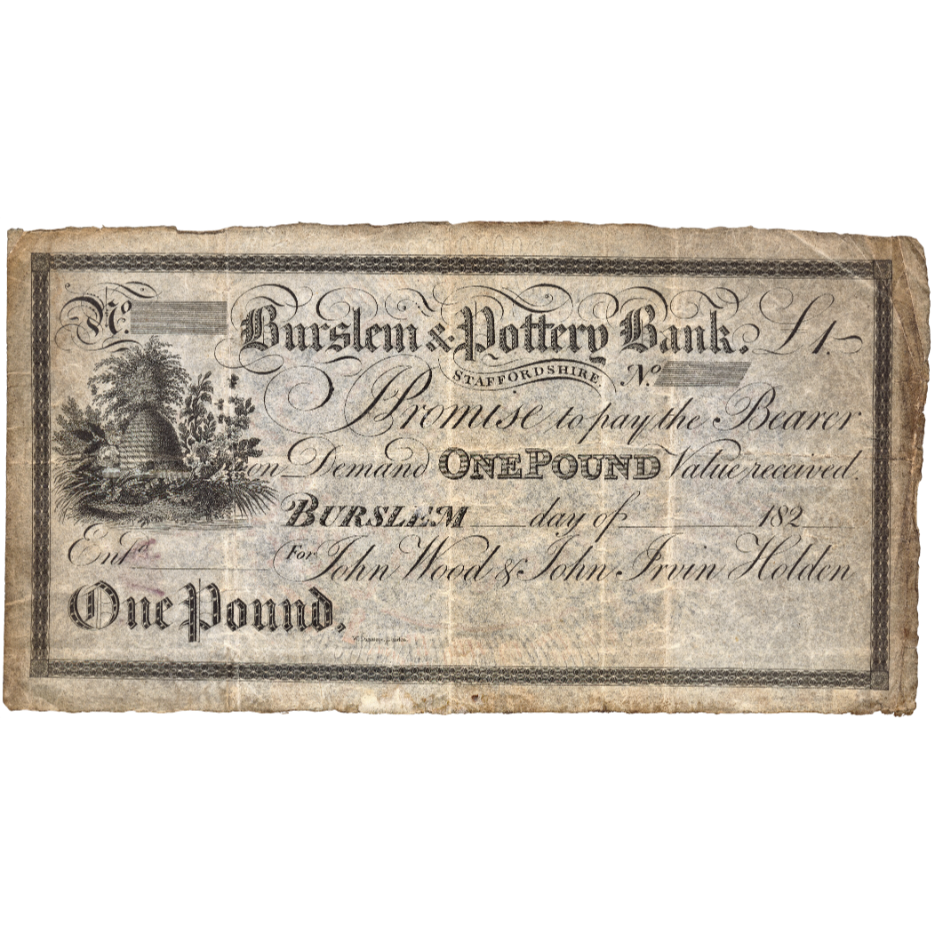 Burslem & Potteries Bank 18-- £1 proof banknote Outing 367b