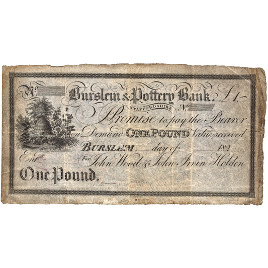 Burslem & Potteries Bank 18-- £1 proof banknote Outing 367b