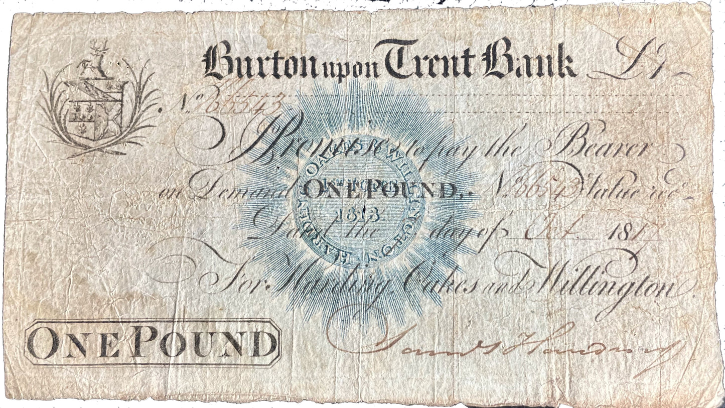 Burton upon Trent Bank 1817 £1 banknote Outing 373a