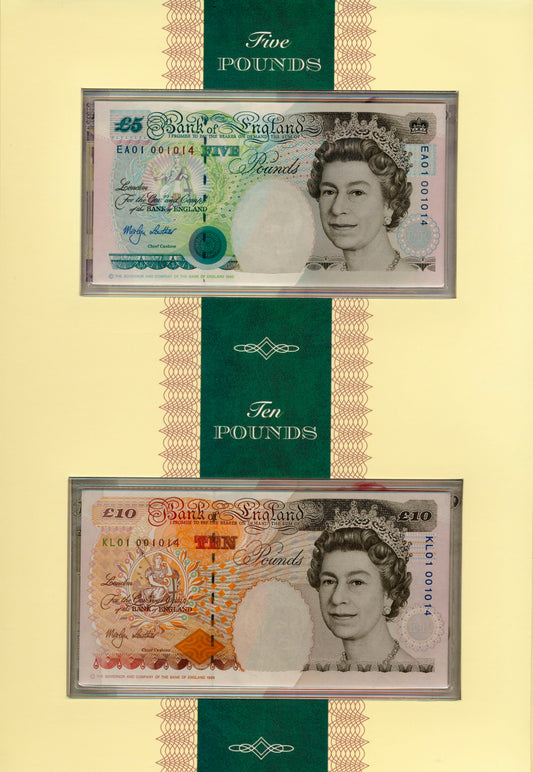 C147 1999 Debden presentation set First Lowther Special Run £5 (B380) £10 (B382) £20 (B384) £50 (B385)