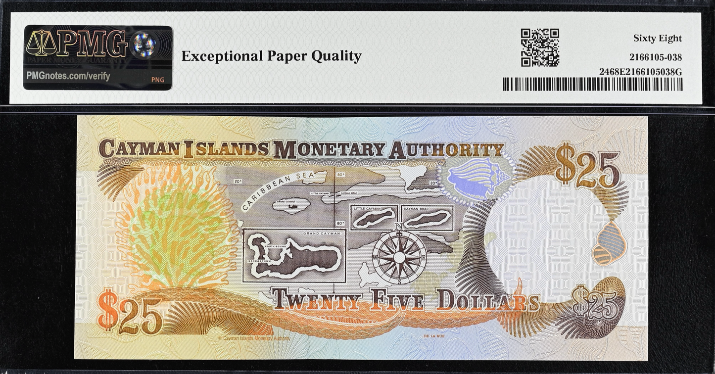 CAYMAN ISLANDS P.24 1998  very low serial number $25 Superb Gem UNC 68 EPQ