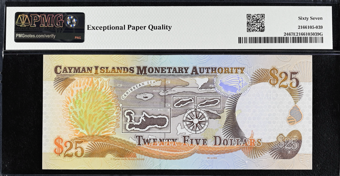 CAYMAN ISLANDS P.24 1998  low serial number $25 Superb Gem UNC 67 EPQ