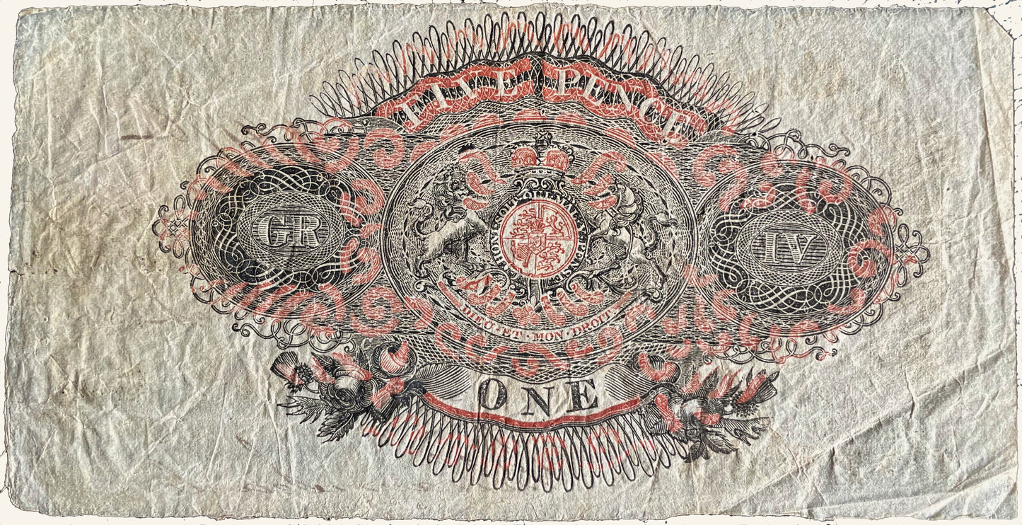 Cambridge Town & County Bank 1825 £5 banknote Outing 409a