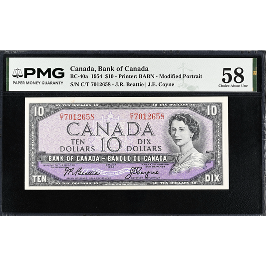 CANADA P.79a BC-40a 1954 $10 Beattie, Coyne Choice AUNC 58