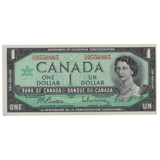CANADA P.75b 1954 modified design $1 Beattie, Rasminsky UNC