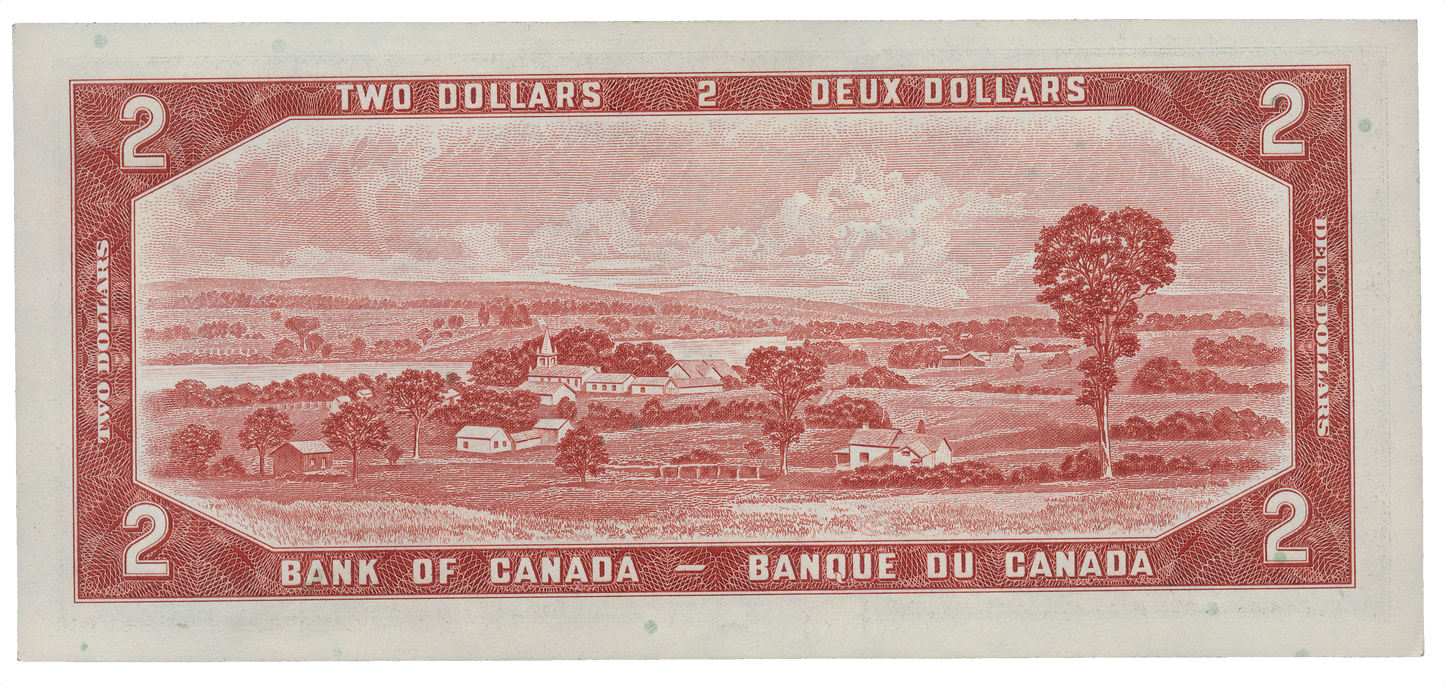 CANADA P.76d 1954 modified design $2 Lawson, Bouey UNC