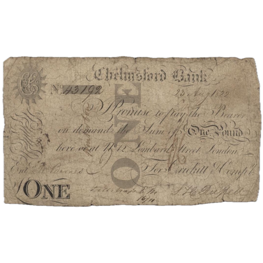 Chelmsford Bank 1810 £1 banknote Outing 482b