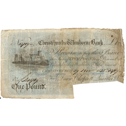 Christchurch & Wimbourne Bank 1825 £1 banknote Outing 556b for type
