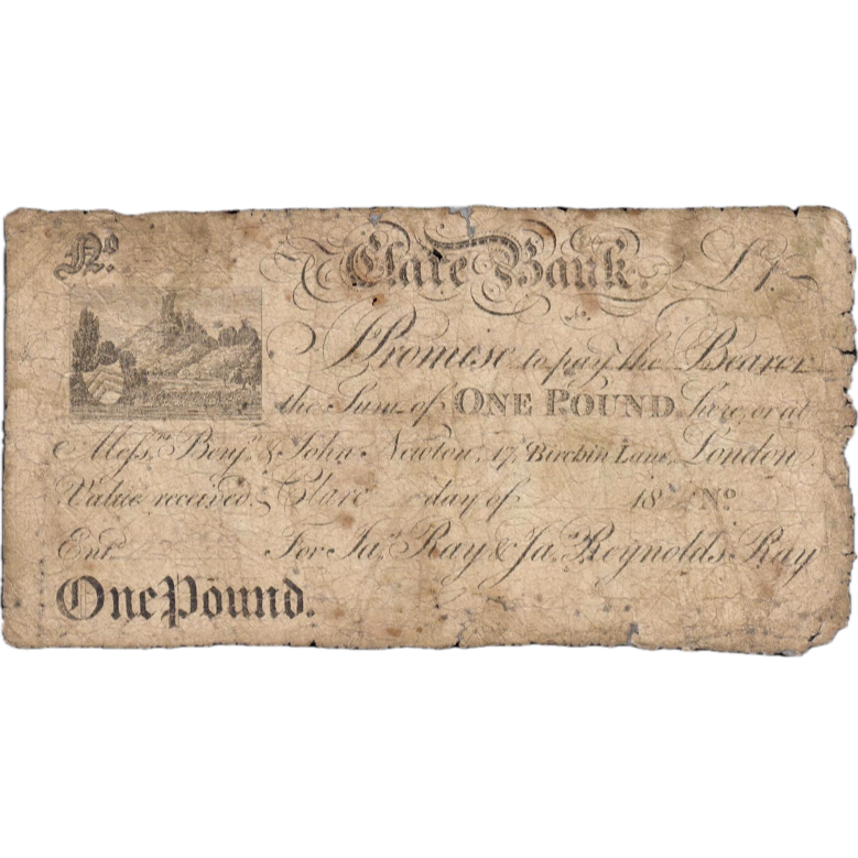Clare Bank 1801-1819 £1 banknote Outing 568a