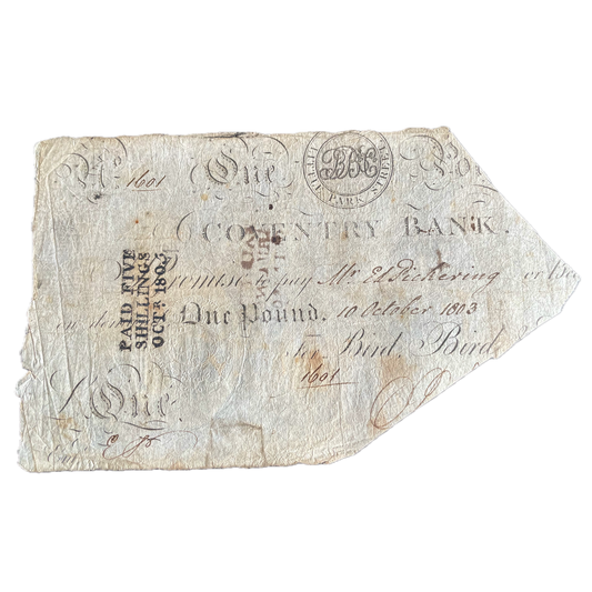 Coventry Bank 1803 £1 banknote Outing 593b