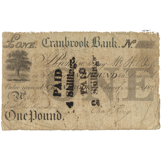 Cranbrook Bank 1823 £1 banknote Outing 610a
