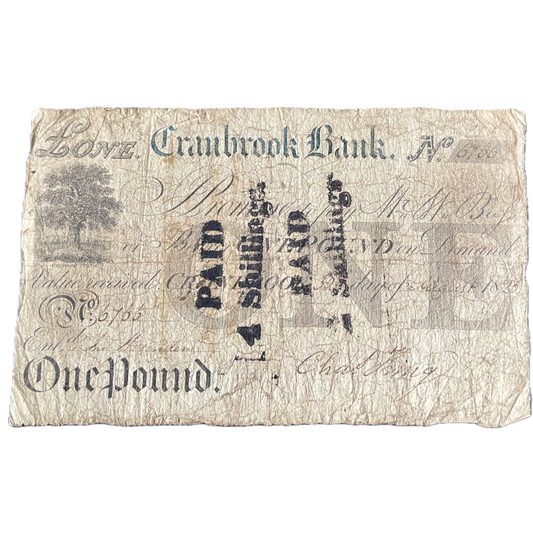 Cranbrook Bank 1823 £1 banknote Outing 610a