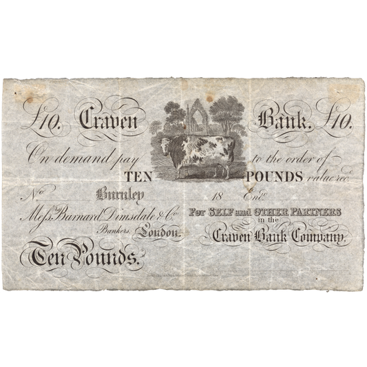 Craven Bank 18__ unissued £10 banknote UNC Outing 366a