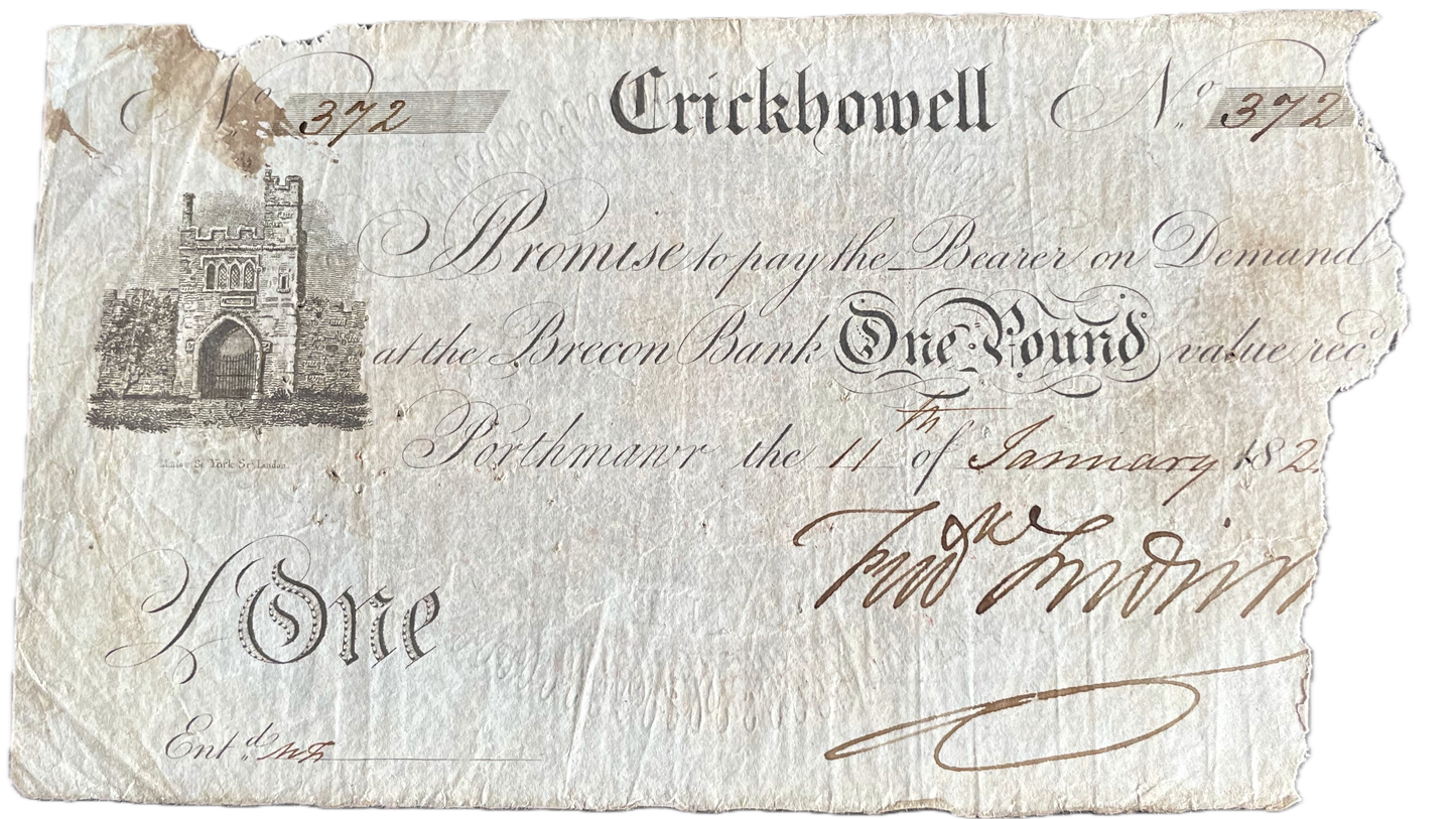 Crickhowell Bank 182? £1 banknote Outing 618b