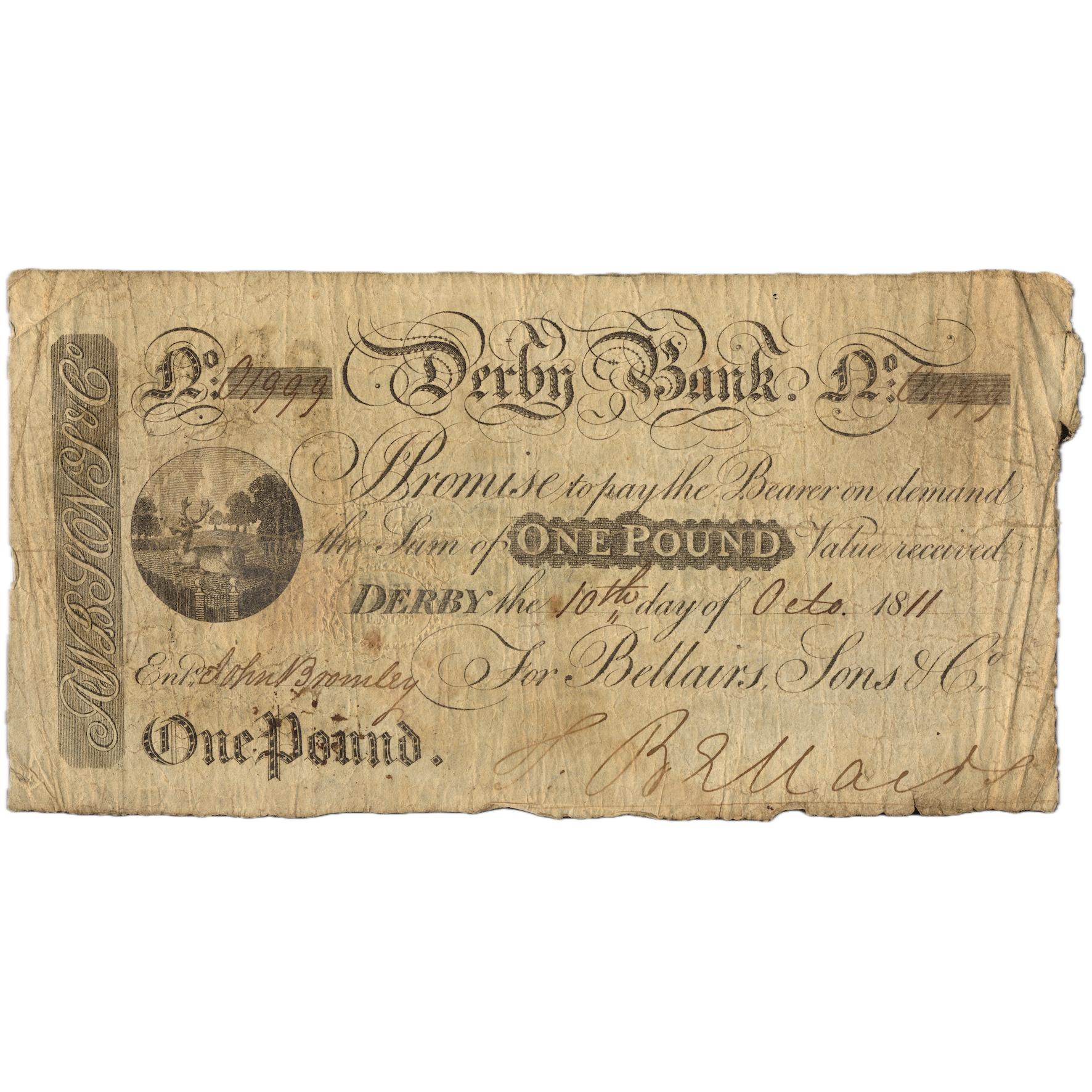 Derby Bank 1819 £1 banknote Outing 673d – Coins and Banknotes