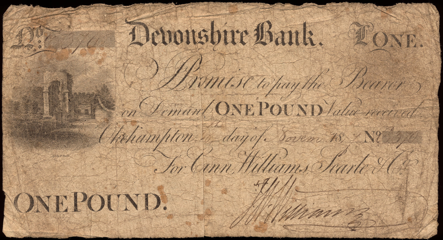 Devonshire Bank 1817 £1 banknote Outing 765a