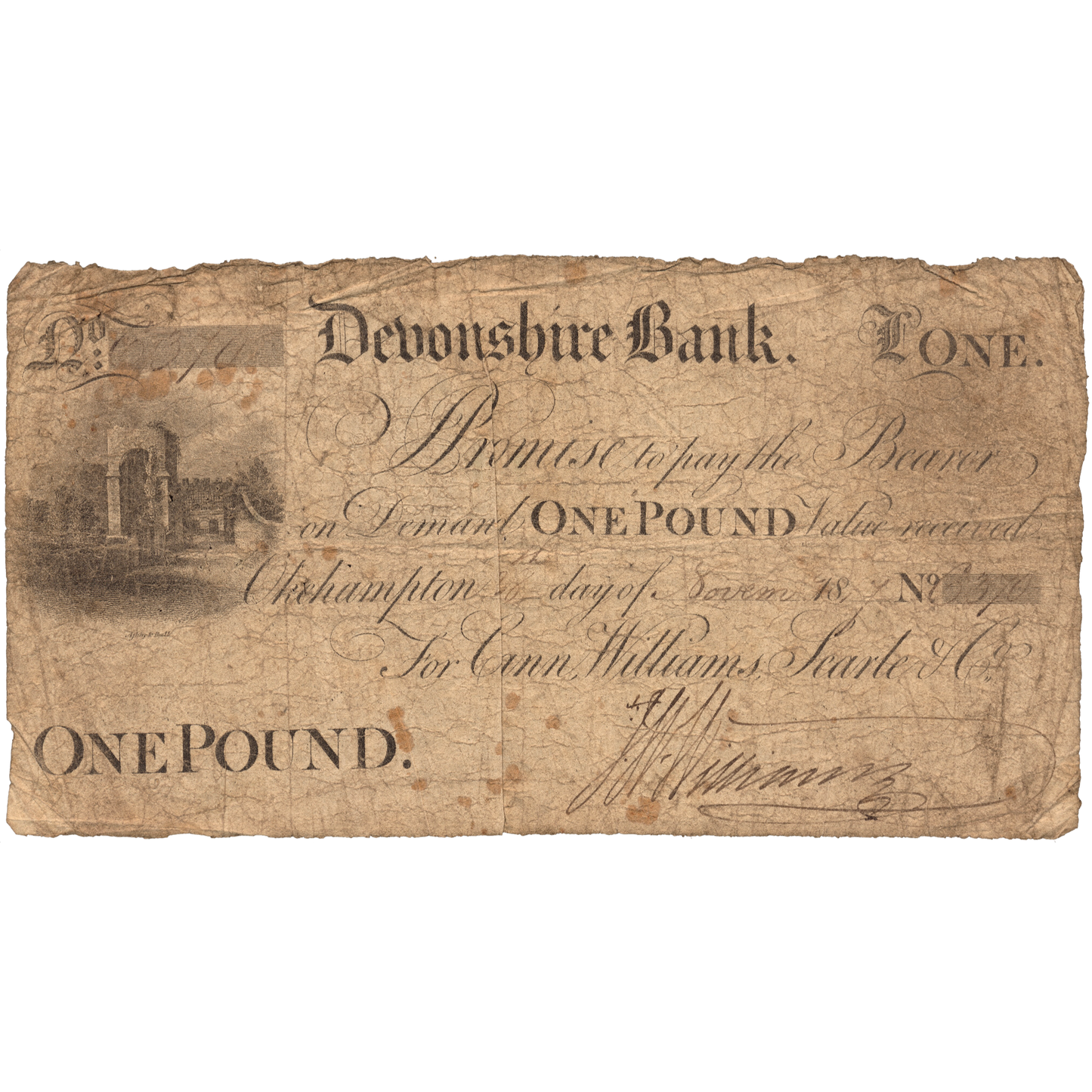 Devonshire Bank 1817 £1 banknote Outing 765a
