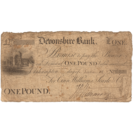 Devonshire Bank 1817 £1 banknote Outing 765a