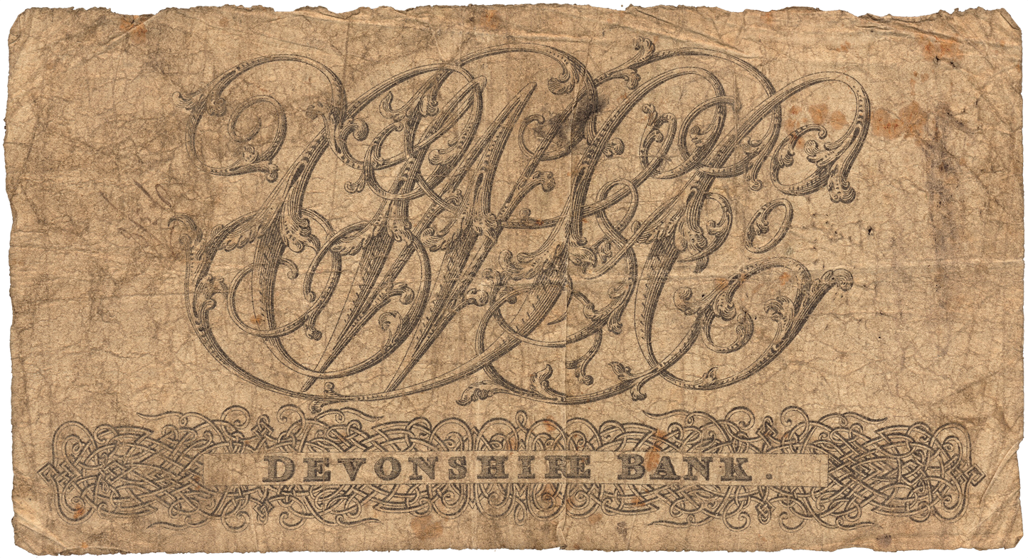 Devonshire Bank 1817 £1 banknote Outing 765a
