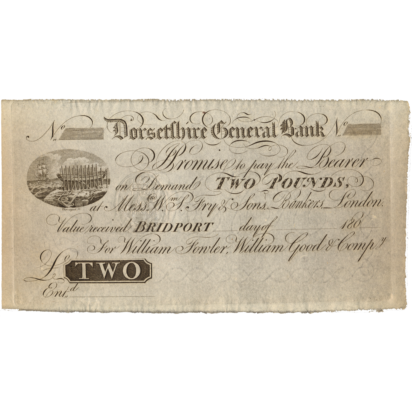 Dorsetshire General Bank 180x unissued £1 banknote AUNC Outing 290a