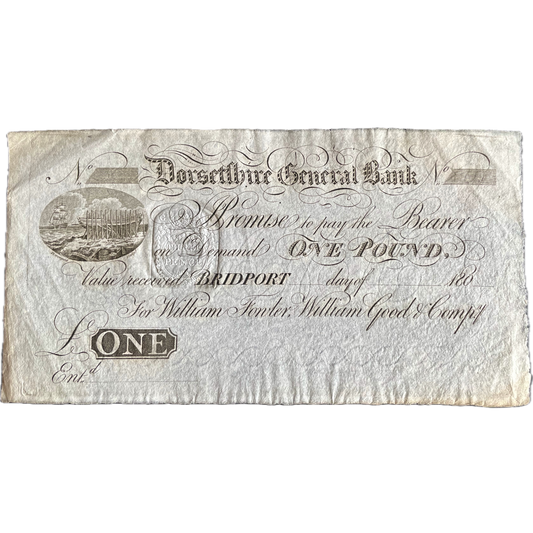 Dorsetshire General Bank 180x unissued £1 banknote AUNC Outing 290a