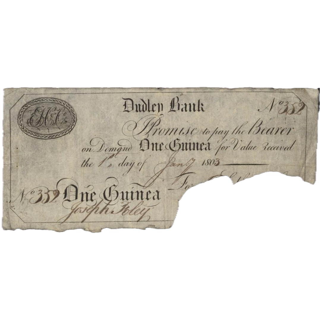 Dudley Bank 1803 1 Guinea banknote Outing 714b