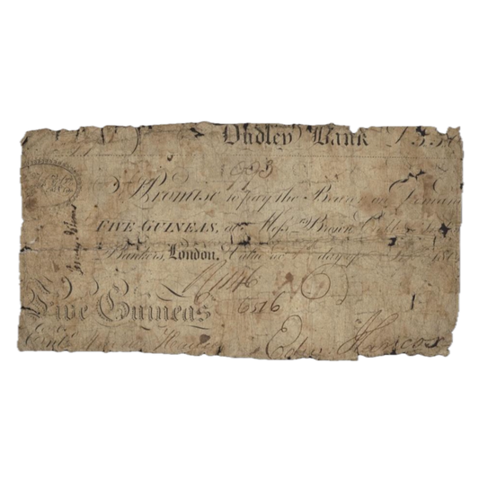 Dudley Bank 1803 5 Guinea banknote Outing 714c