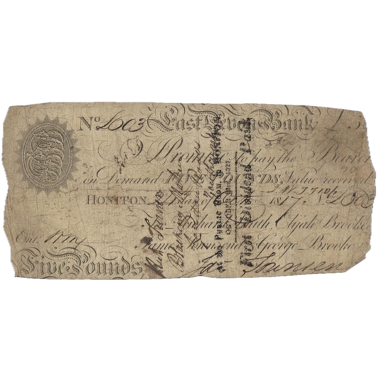 East Devon Bank 1817 £5 banknote Outing 979b