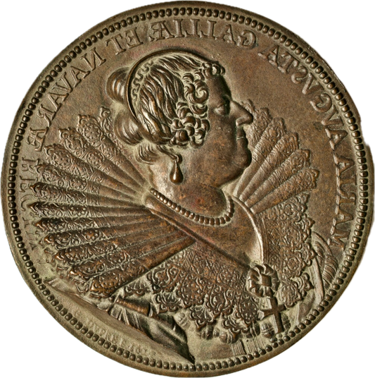 1833 FRANCE Maria of Navarre (1329-1347) 99mm cast bronze high relief uniface medal by Guillaume Dupré