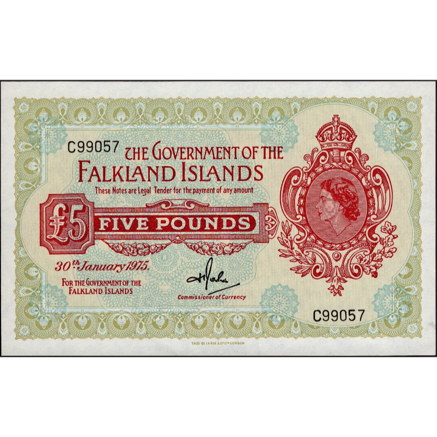 FALKLAND ISLANDS 1975 P.9b £5 UNC