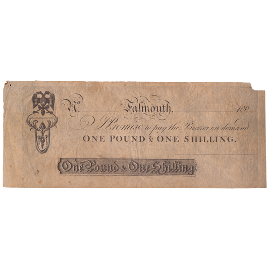 Falmouth Bank 180- £1 & 1/- banknote Outing unlisted